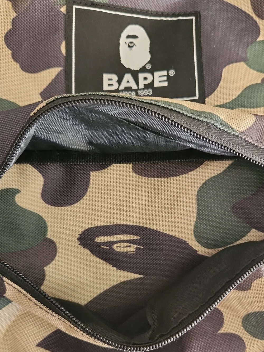 BAPE Camo Canvas Backpack in Green/Black Streetwear